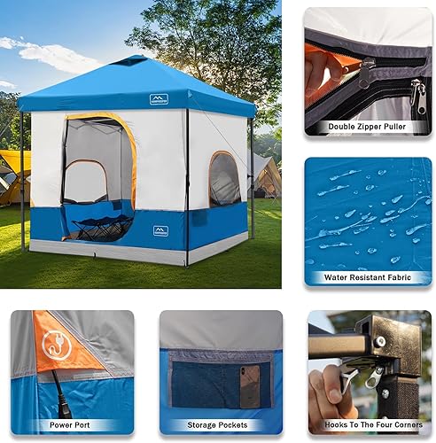 Miniatura 4 de KAMPKEEPER Tienda de campaña para 6 personas, tienda de campaña desplegable de 10 x 10 pies con tienda interior de campamento, convierte el toldo de