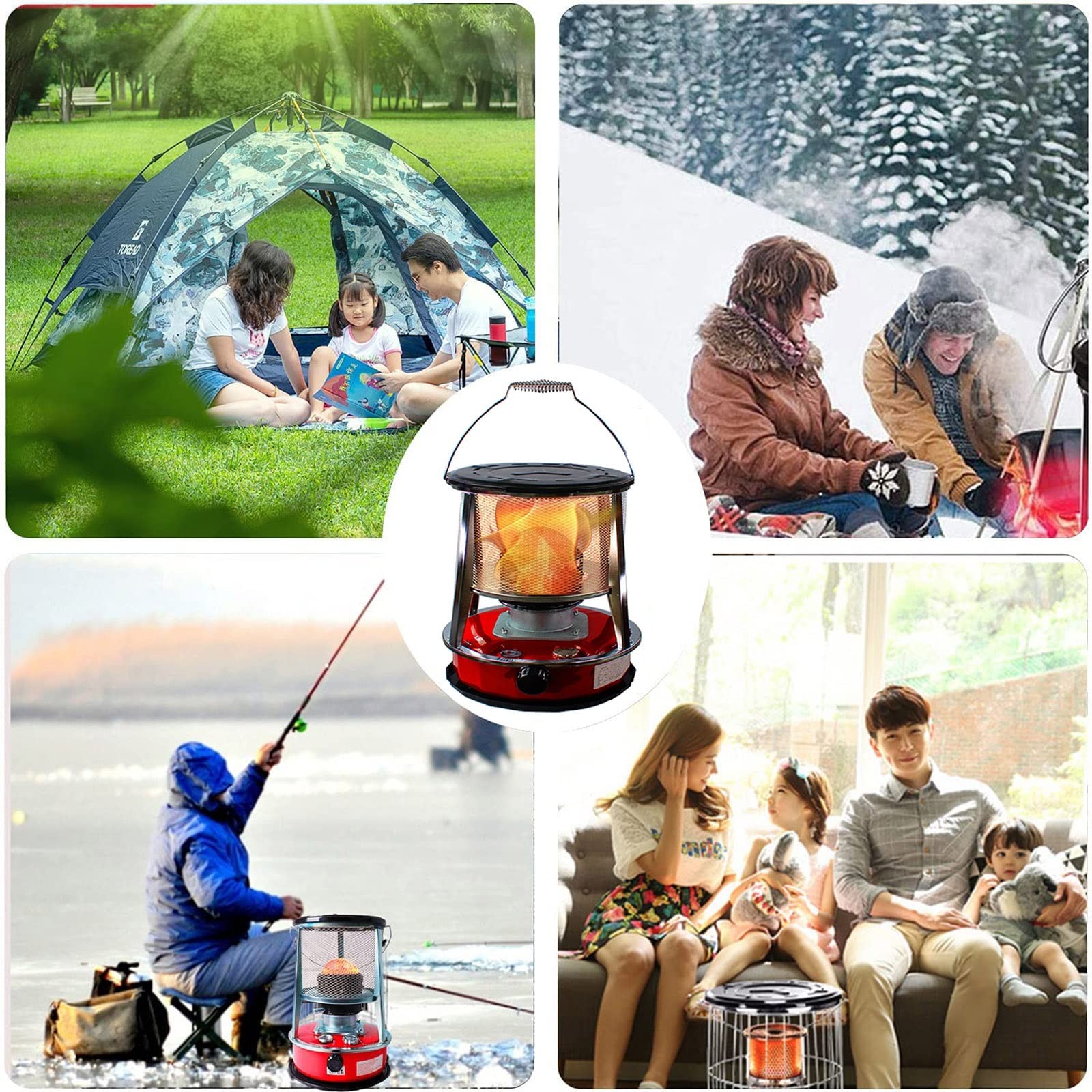 Petroleumofen Für Innenräume,Petroleum Heizung,Mobile Heizung Ohne Strom Innen,Tragbarer Petroliumheizer,Camping Heizung Und Kochen,Effizienter Petroleum Ofen Indoor Mit Umfallschutz (Color : Red)