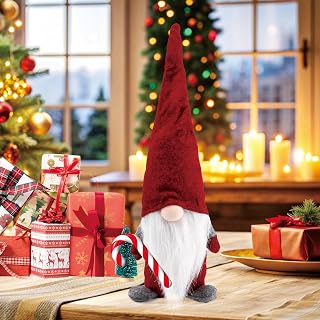 16" Handmade Christmas Gnome Doll –Red Santa Plush Ornaments Holiday Elf Dwarf Thanksgiving Halloween Valentines Nordic Gifts for Home Tiered Tray Tabletop Décor