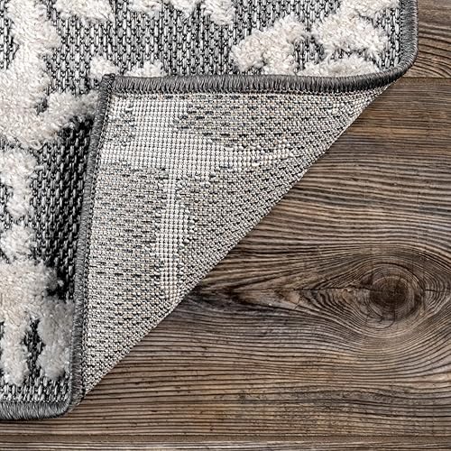 Miniatura 8 de nuLOOM Adley - Alfombra texturizada Abstract Lines para interiores y exteriores, 6 pies 7 pulgadas x 9 pies, color gris