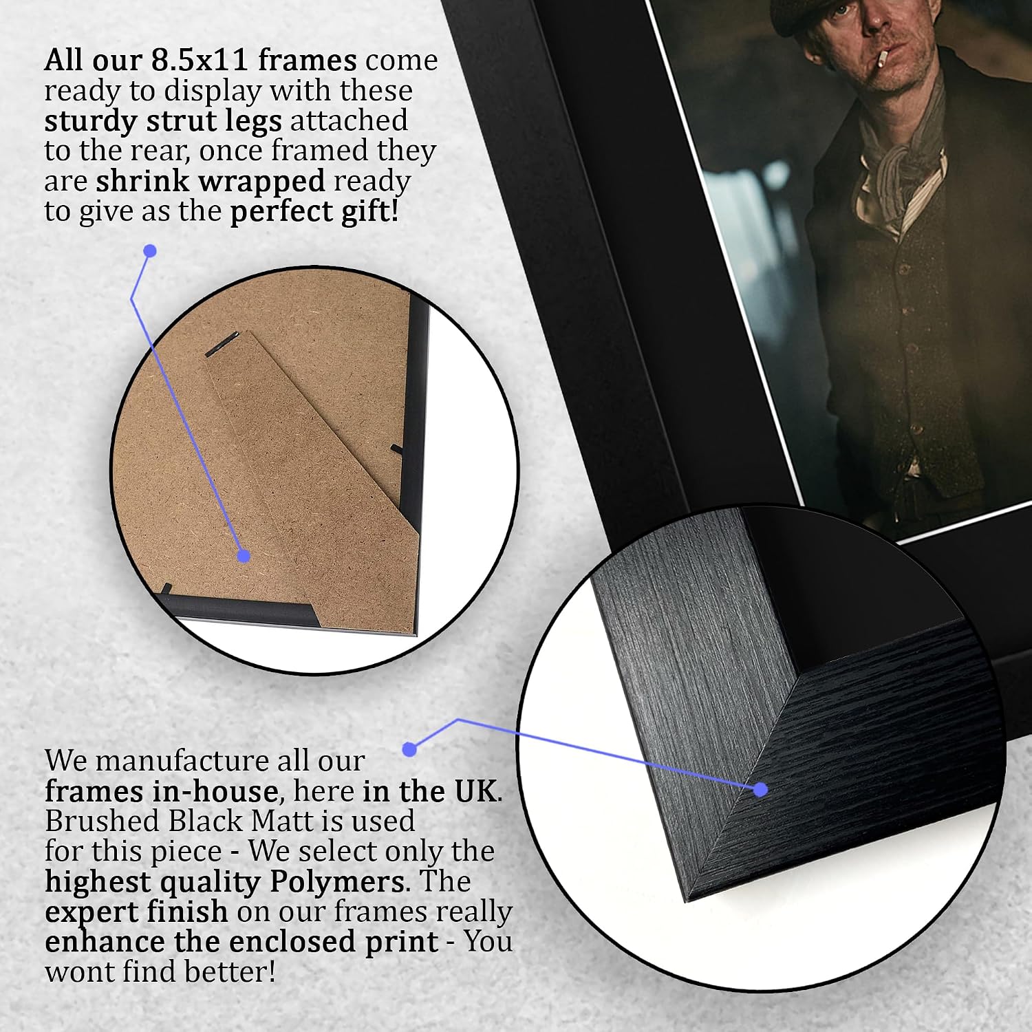HWC Trading Ned Dennehy Peaky Blinders Gifts Printed Signed Autograph Picture for TV Show Fans - US Letter Framed (ID-008598)