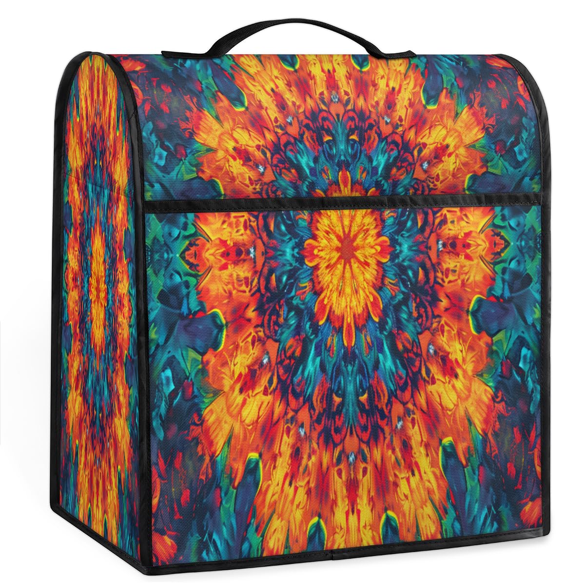 Coffee Maker Cover Mandala Ethnic Colorful Kitchen Appliance Covers Small Appliance Covers Blender Cover Juicer Cover Dust Covers for Kitchen Appliances with Top Handle and Pockets,Washable,B295