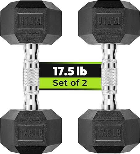 Miniatura 40 de Juego de 2 mancuernas hexagonales de 2.5 a 65 libras con revestimiento de goma, mancuernas para ejercicio y fitness, peso de mano para entrenamiento