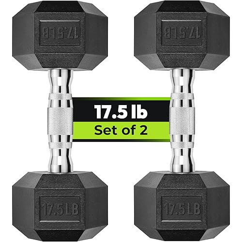 Hex Dumbbell Set, 2.5-125 lb Rubber Encased Exercise & Fitness Dumbbells, Weights Dumbbells Set of 2, Hand Weight for Strength Training (Single, Pair, Set)