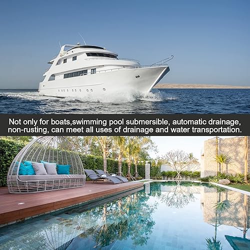 Miniatura 6 de Bomba de agua de sentina sumergible automática de 750 GPH para botes pequeños con interruptor de flotador, manguera de diámetro de salida de 34