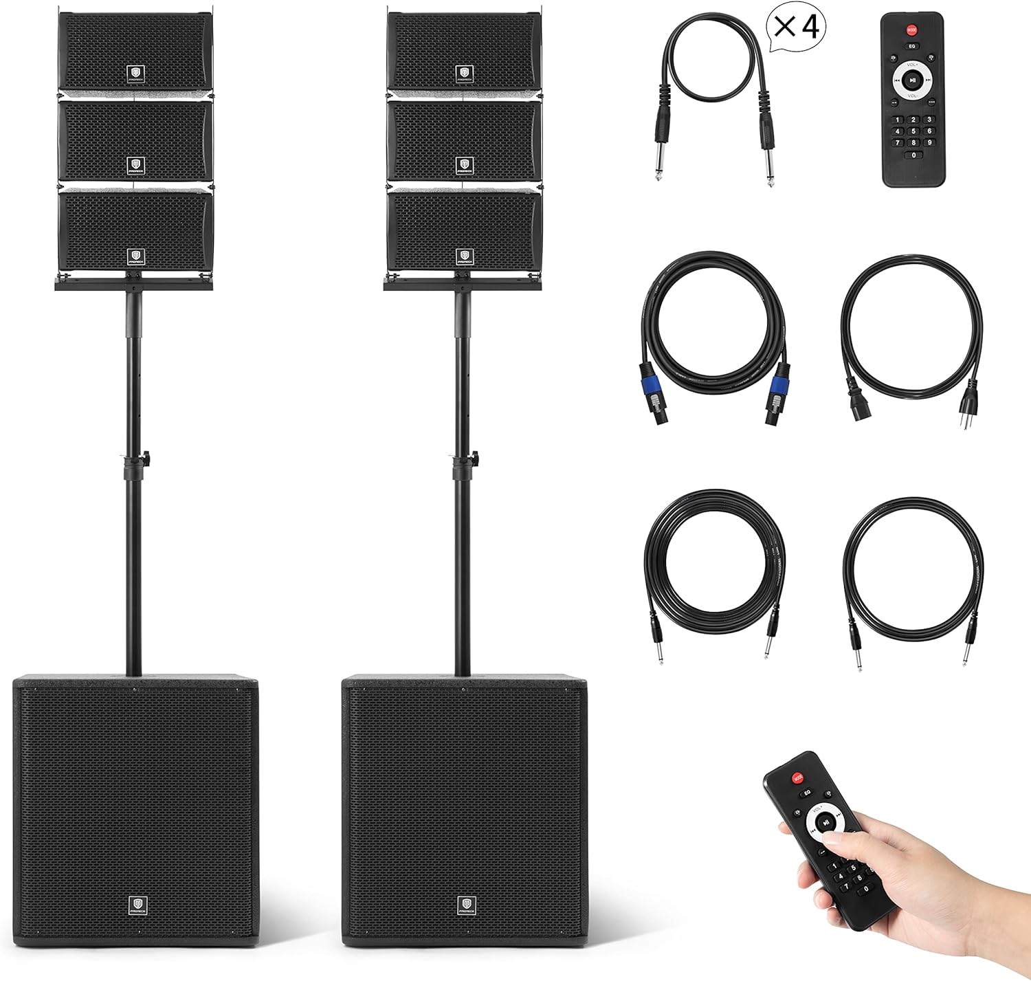 Professional 18INCH 8000W P.M.P.O Stereo Powered PA System, Line Array System Combo Set with Subwoofer, Bluetooth/USB Drive Read/SD Card/Remote Control for DJ, Performance, Home Outdoor Party, Events