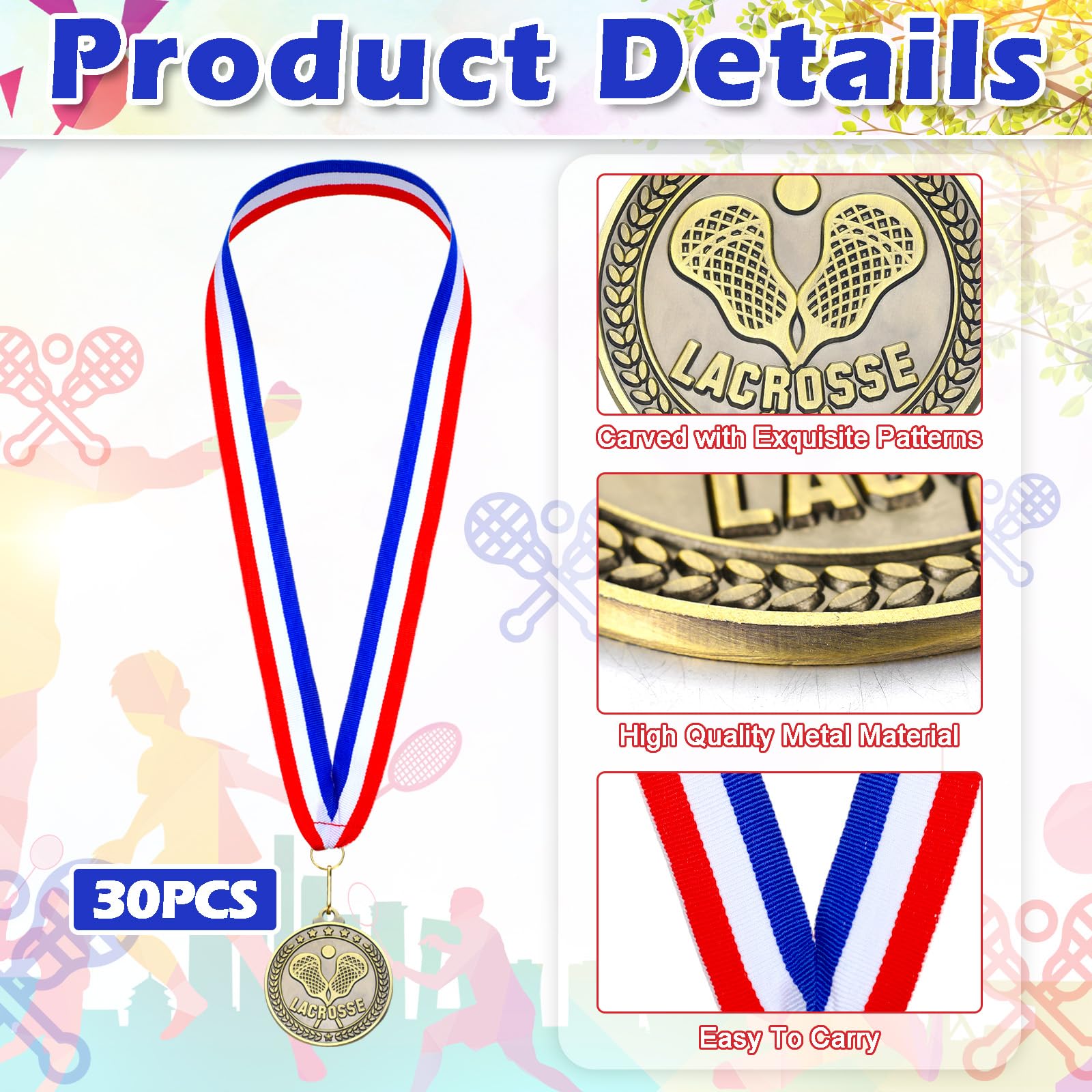 Remuuly 30 medallas de oro a granel de 2 pulgadas para baloncesto, fútbol, béisbol, voleibol, fútbol, lacrosse, kickball, animadora, bolos, medallas para premios para participación deportiva, regalo