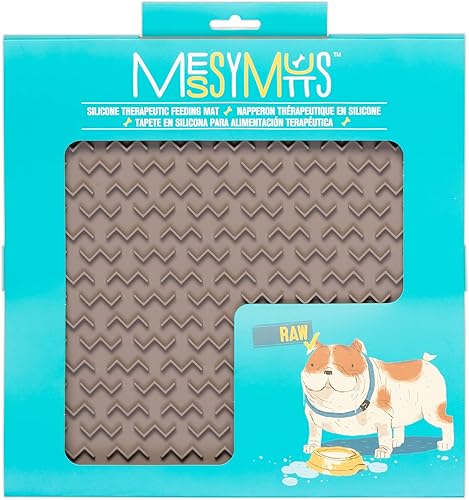 Miniatura 2 de Messy Mutts Alfombrilla interactiva terapéutica de silicona para alimentación y lamer  12 x 12 pulgadas  Alimentador lento para aburrimiento y