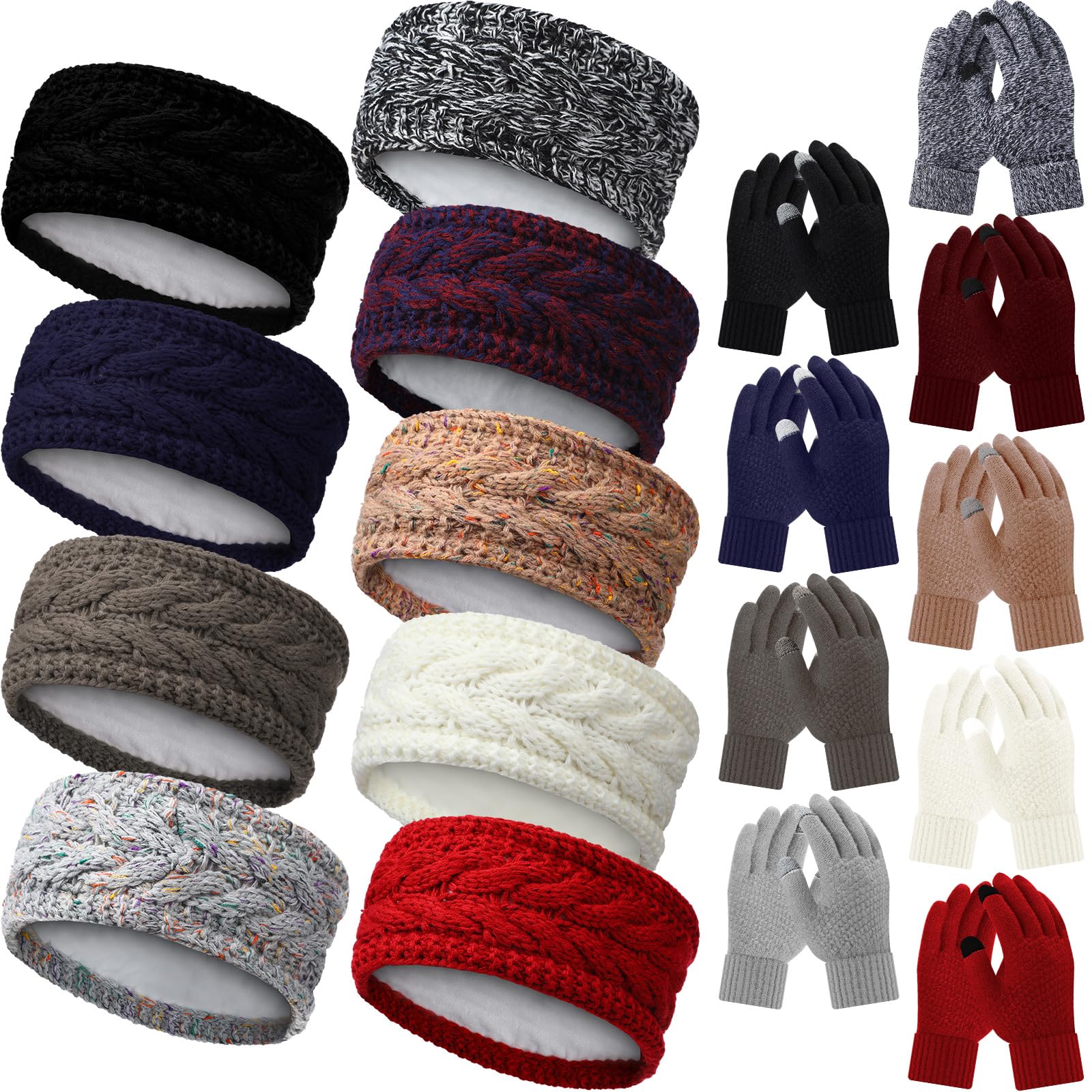 Suhine 18-Piece Winter Set For Women - 6 Beanies, 6 Scarves, 6 Pairs Touch Screen Gloves, Classic Colors