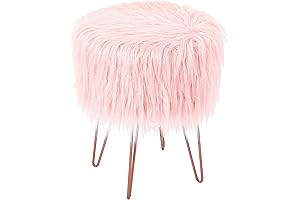 BIRDROCK HOME Pink Faux Fur Vanity Stool Chair