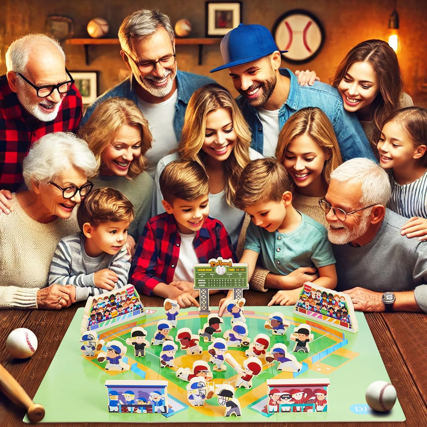 Baseball Blocks Toy Playset, Wooden Baseball Figures with Assembly Ballpark, Baseball Learning Toys, Mini Baseball Games, Baseball Player Figurines, for Kids, Toddlers & Families