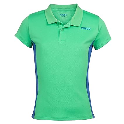 KASGO Sports Girls Polo T-Shirt 1001B (Polo Neck, Green/Blue)