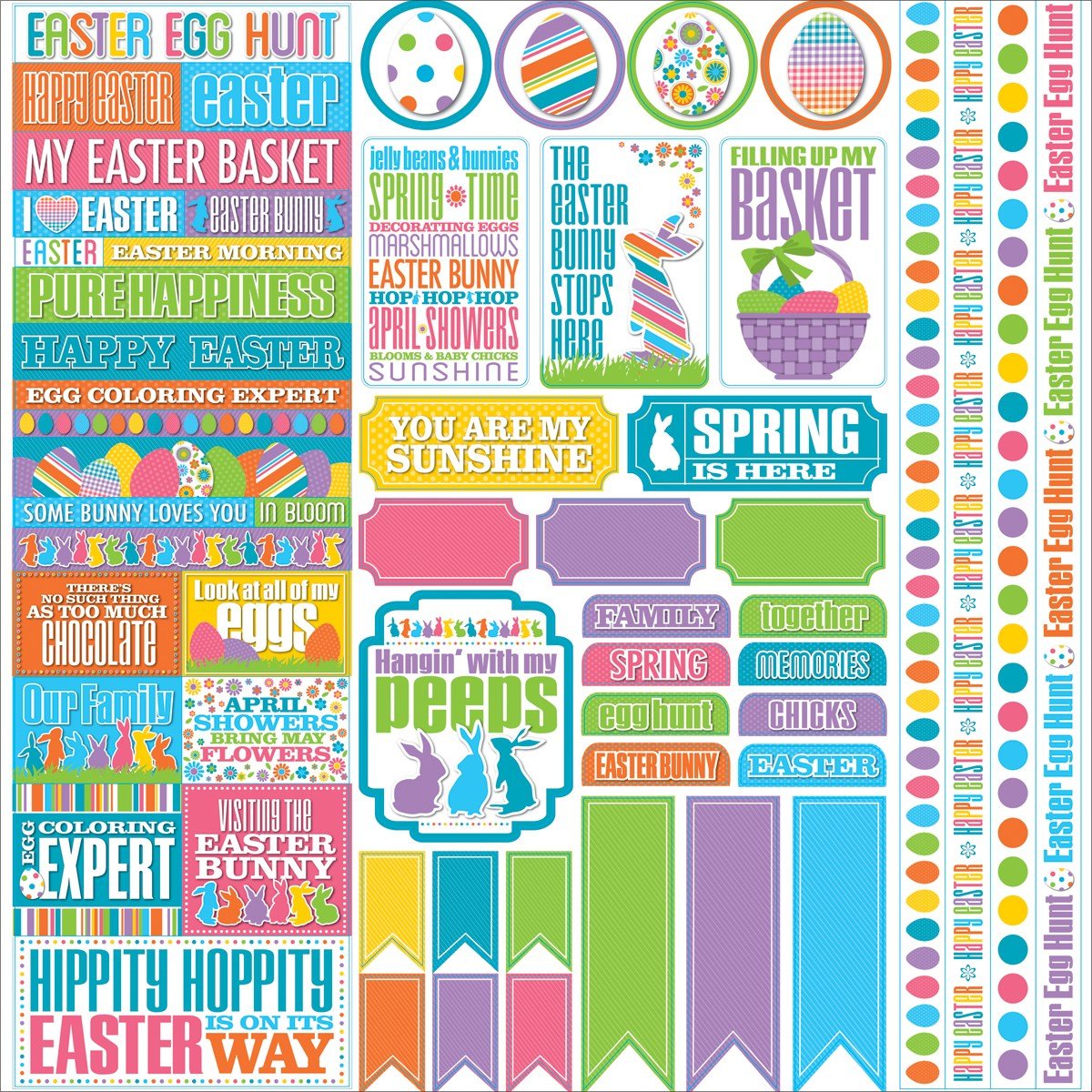 Happy Easter Die-Cut Stickers 12"X12"-Variety