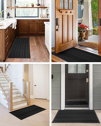Miniatura 9 de Tapete para puerta delantera interior y exterior, 3 x 10 pies, resistente para entrada, tapete absorbente de bajo perfil de bienvenida