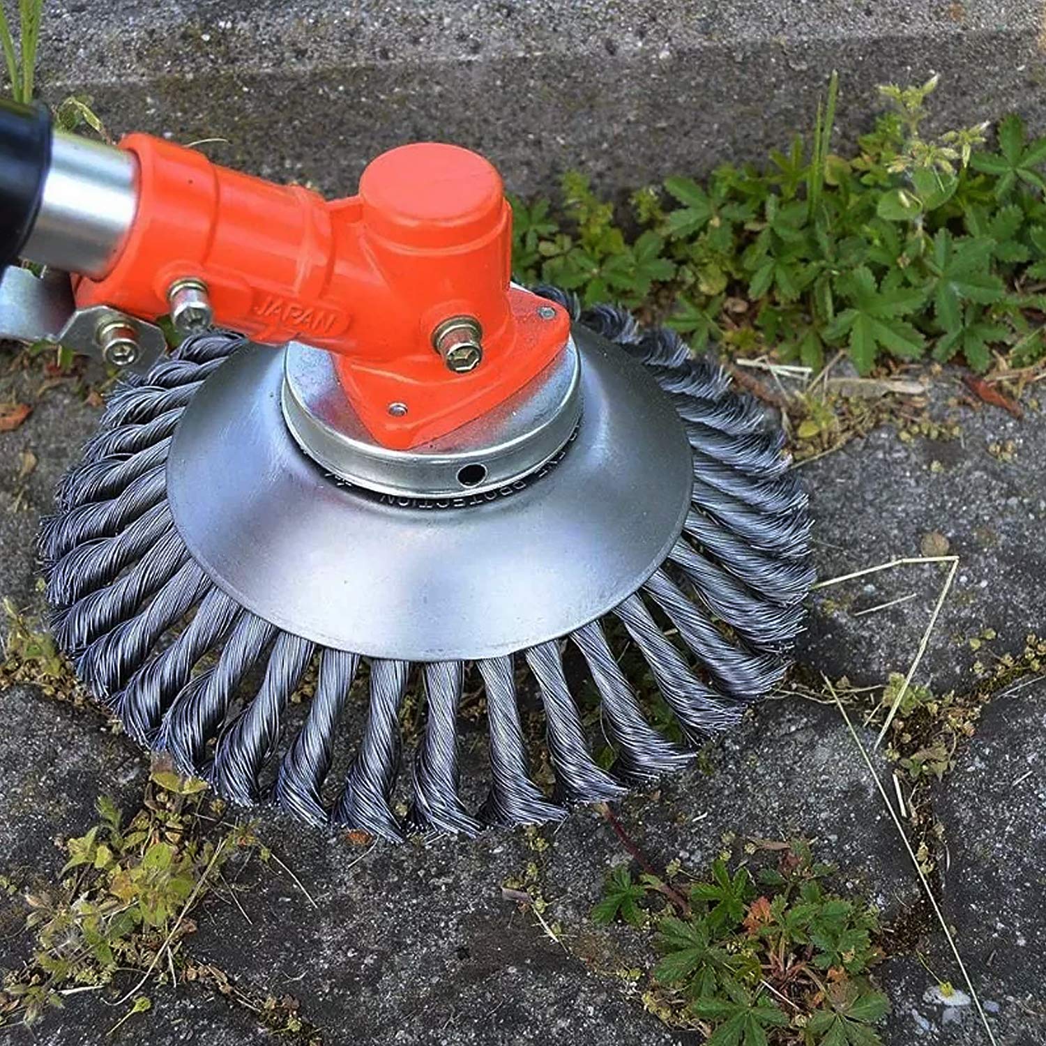 SWAWIS 2 Piezas Cepillo para Desbrozadora Profesional 200 x 25,4mm, de Malezas Redondo 8 Pulgadas de Alambre de Acero Trenzado (30 Cables de Acero)
