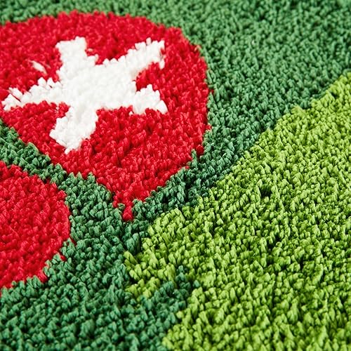 Miniatura 8 de Cute Believe - Alfombra de pasillo de Navidad, 2 x 4.3 pulgadas, alfombra de Navidad para baño, color verde y rojo, alfombra de baño extra larga,