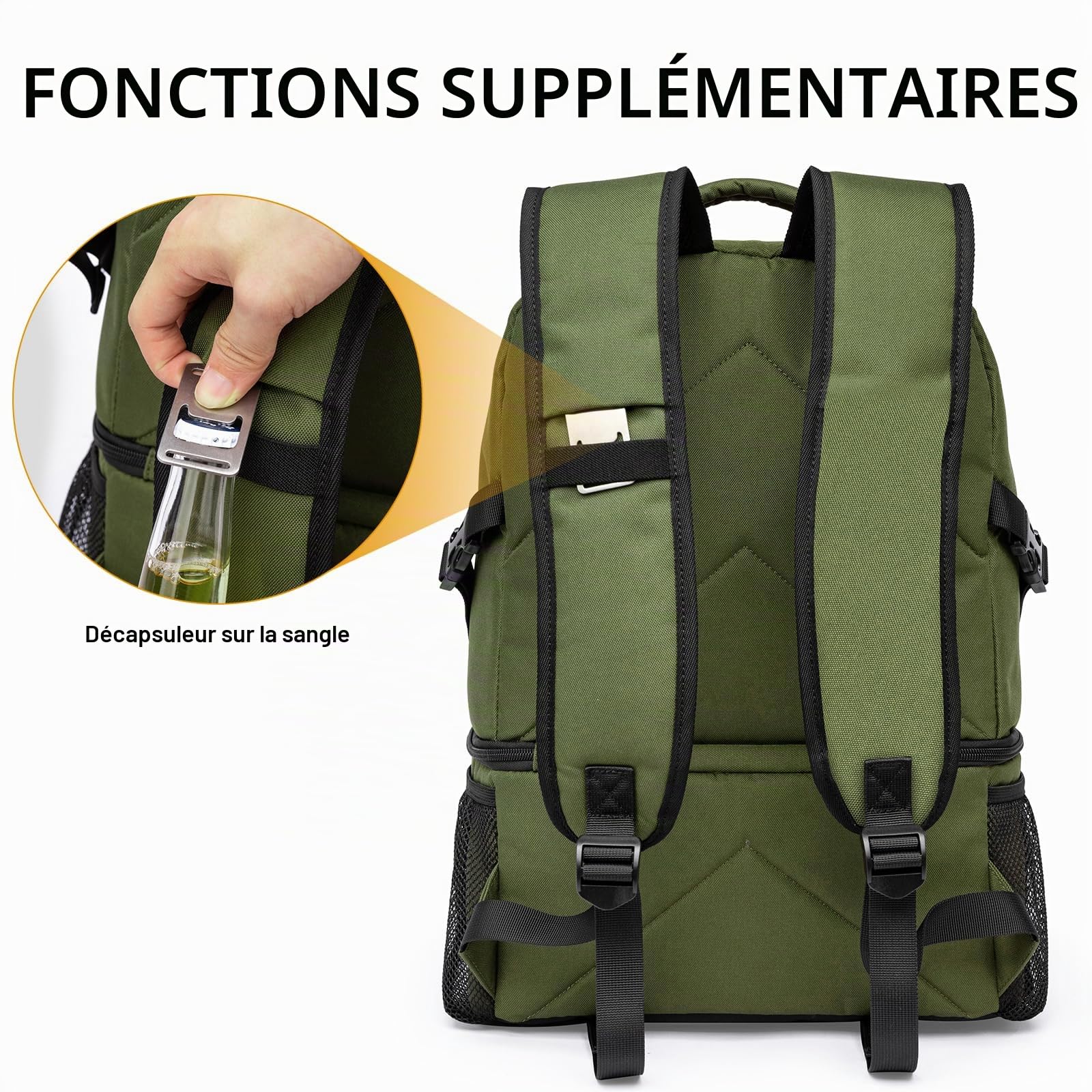 TUGUAN Sac à Dos Isotherme isolé 38 Canettes 28L, Sac Isotherme Léger Double Paroi Hommes Femmes pour Picnic Camping Voyage Randonnée Plage Parc