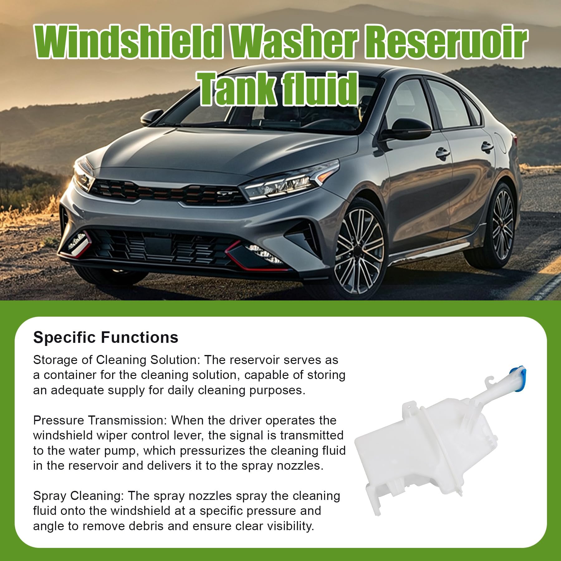 XQSMWF Depósito de líquido para limpiaparabrisas 98611M7100 compatible con Kia Forte 2019-2023