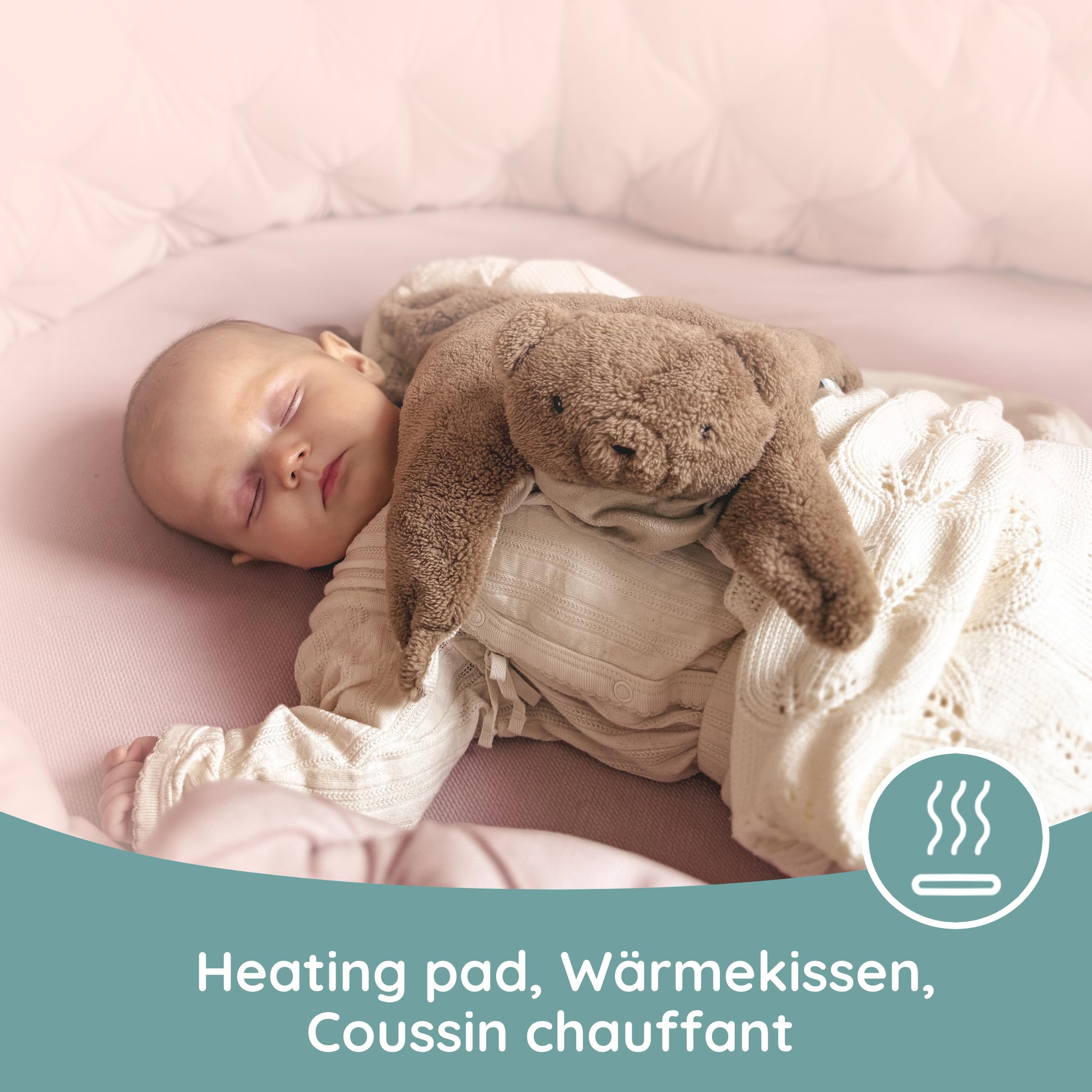 myHummy Doudou Ours Marron - Doudou lesté pour bébé 3-6 kg avec coussin chauffant en triticale et lavande - Apaise Moro-Reflex