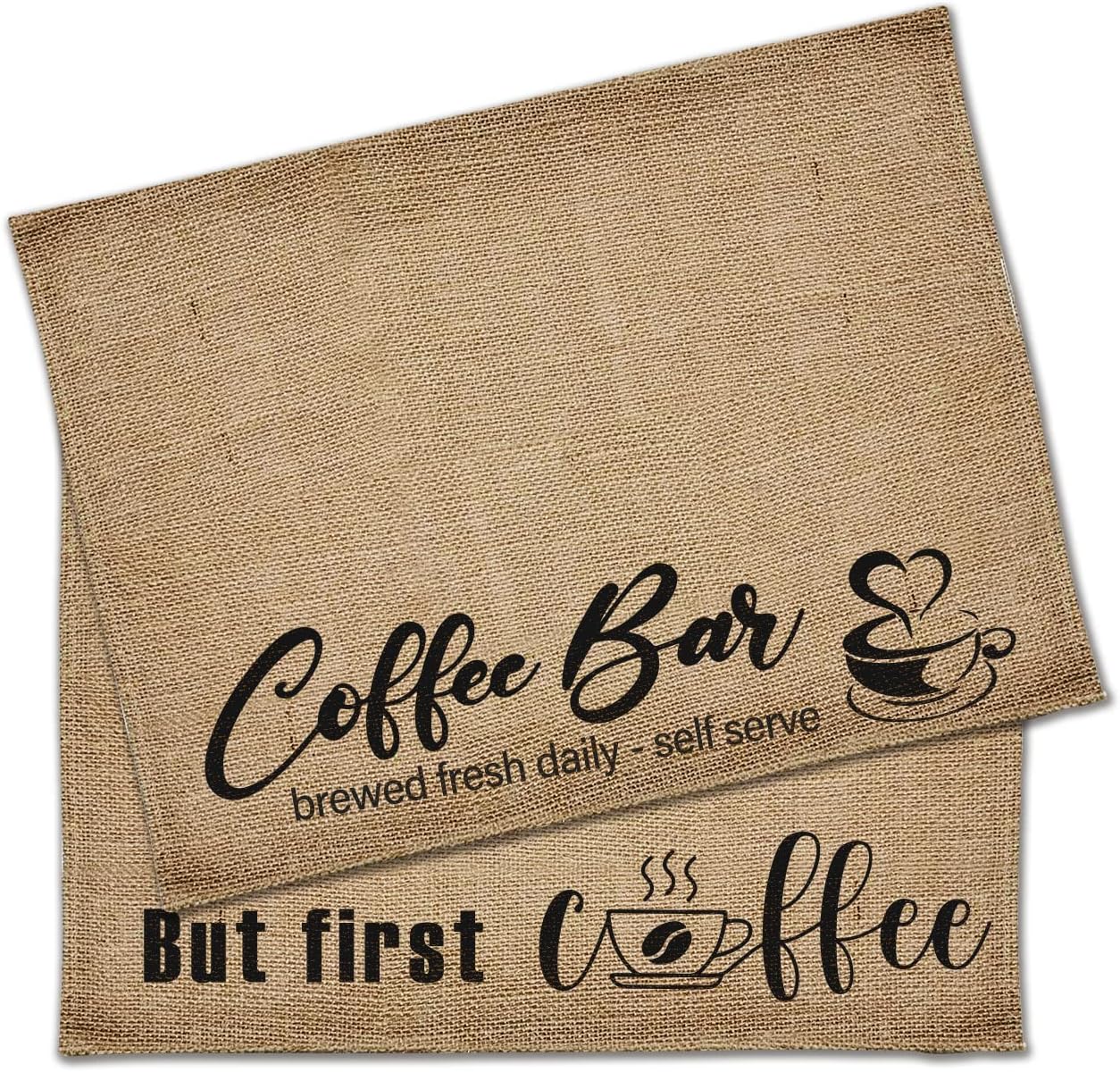 BEILE 2 Pieces Waterproof Coffee Bar Mat Coffee Bar