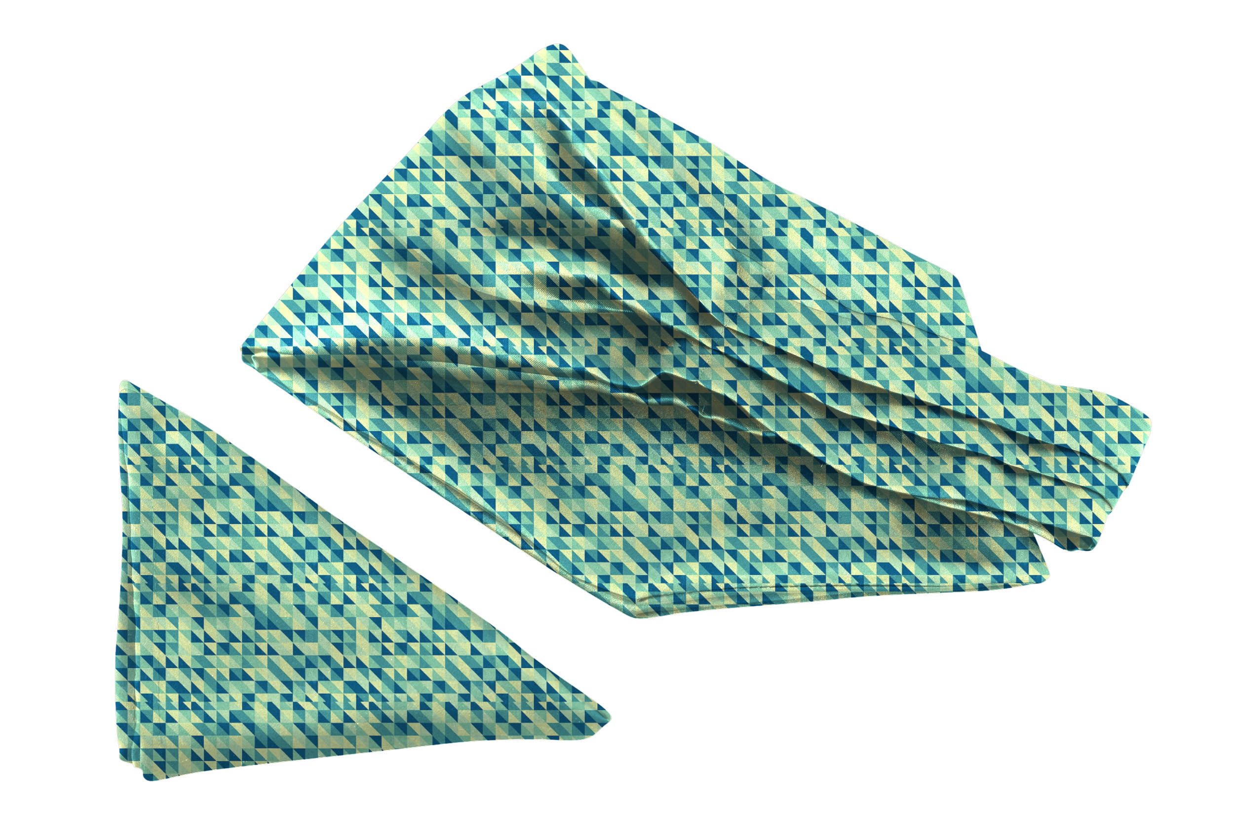 blacksmith Abstract Green Printed Satin Neckwear Ascot and Matching Pocket Square Set for Men-picture-11