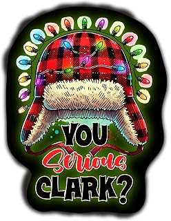 You Serious Clark Vinyl Decal Sticker | Funny Christmas Holiday Quote Design | Buffalo Plaid Winter Hat with Lights | Multiple Size Options | Cars, Laptops, Water Bottles (5in Single)