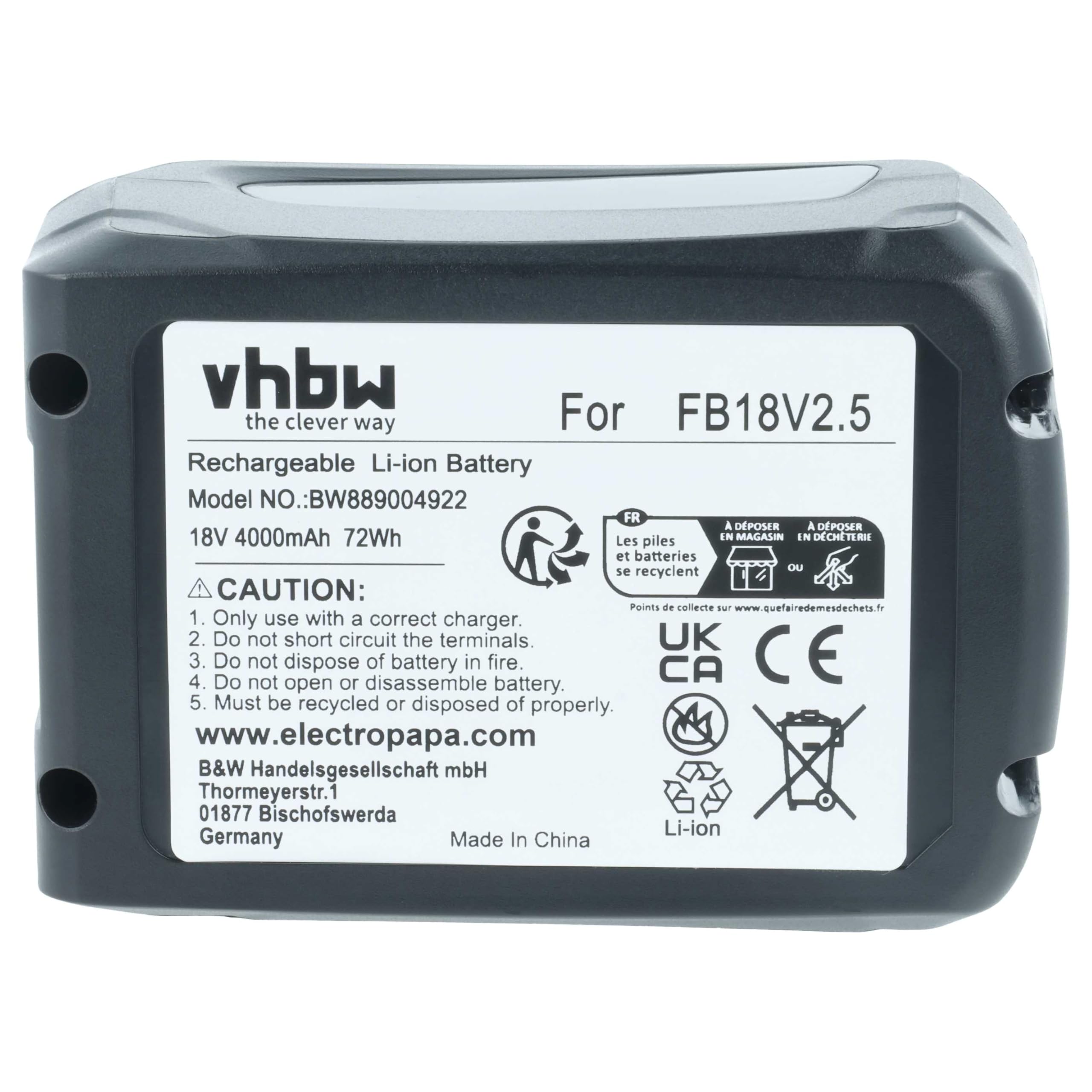vhbw Bateria kompatybilna z narzędziami ogrodniczymi Gardena AquaClean 24/18V, 24/18V P4A (4000mAh, 18 V, Li-Ion)