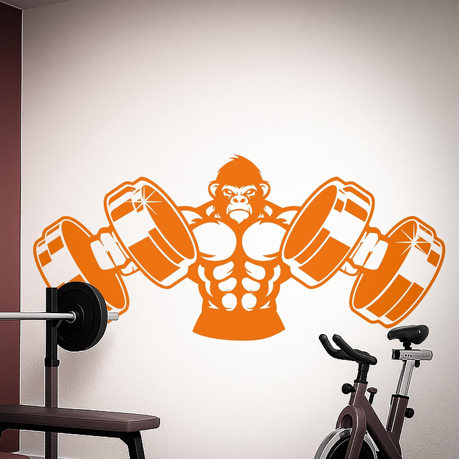 Vinyl Wall Decal Gym Training Iron Weight Sports Gorilla Muscles Stickers Mural Large Decor (g5778) Black