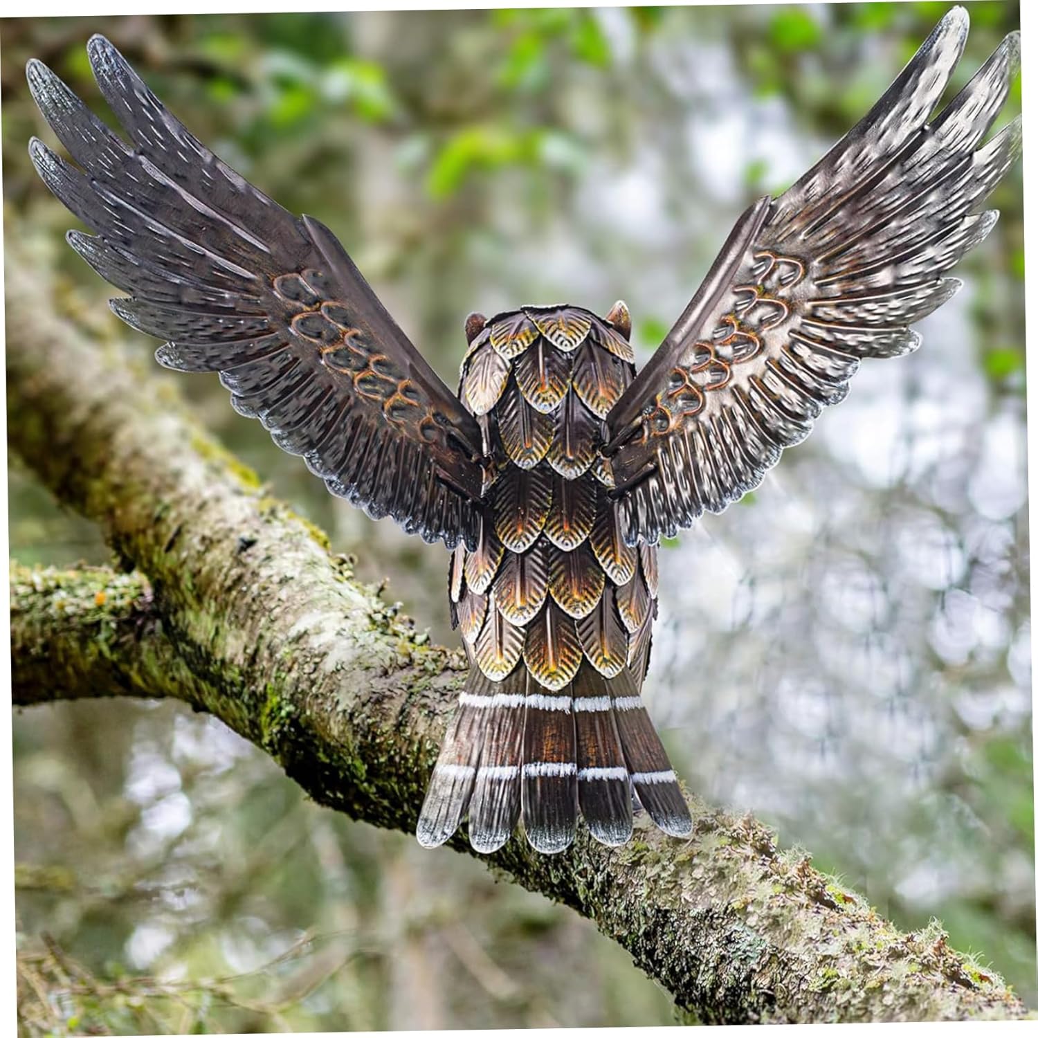 Owl Statue, Realistic Owl Sculptures Metal Yard Art Standing Metal Bird for Home, Garden, Patio, Backyard, Porch Lawn Ornament Decoration