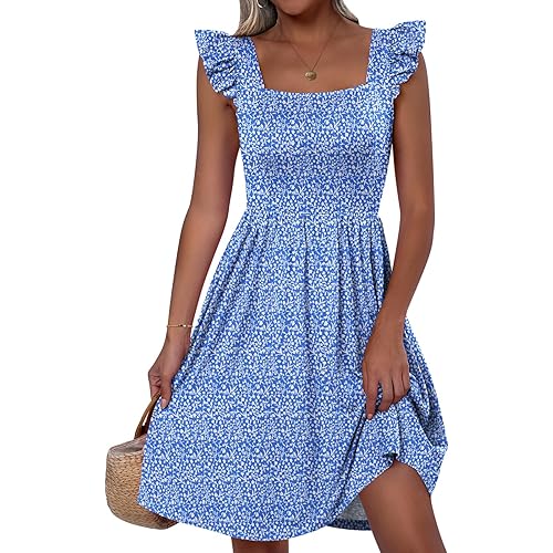 ANRABESS Womens Summer Square Neck Sleeveless A Line Mini Sundress Wedding Gradution Dresses