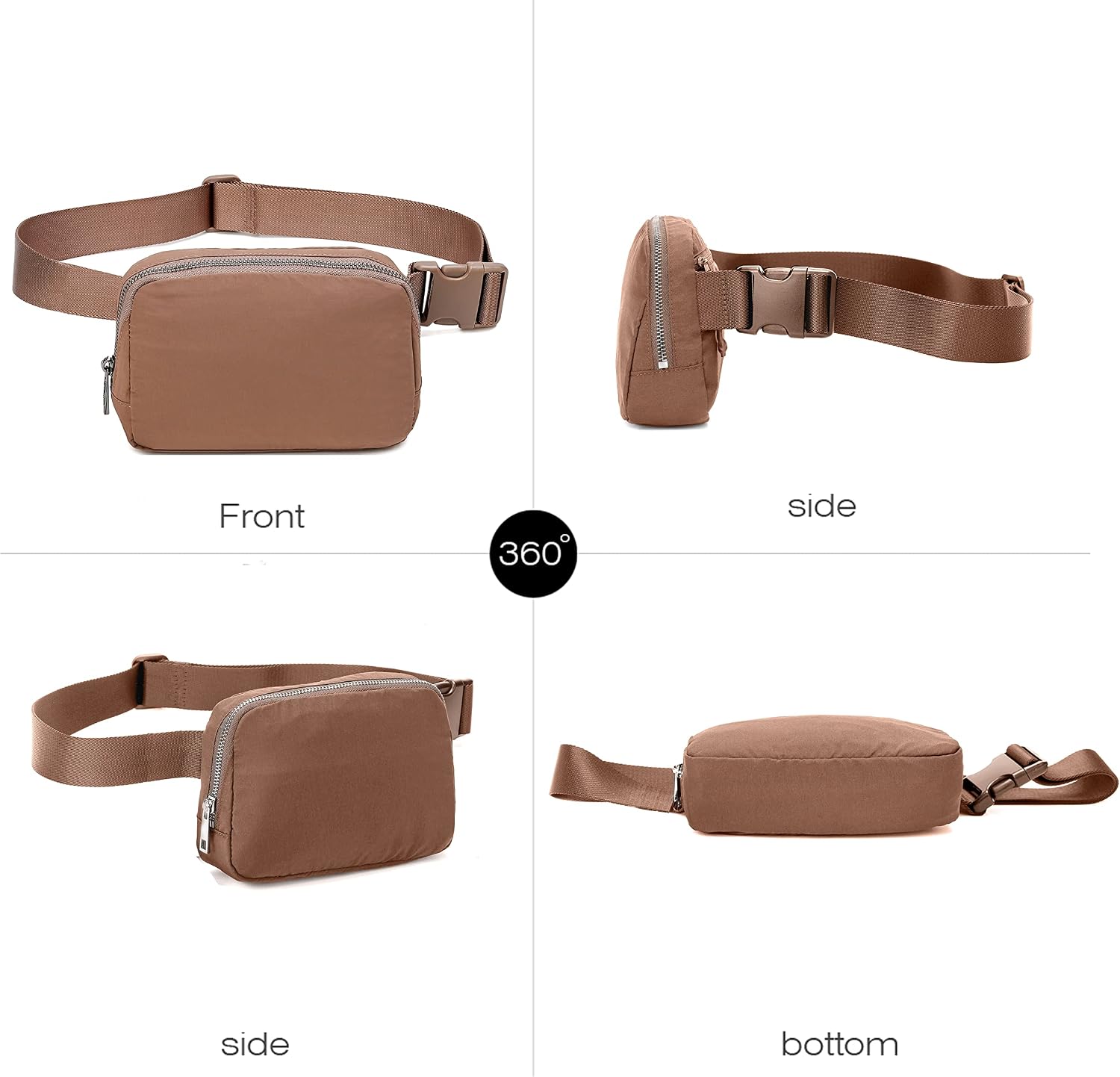 Fanny Belt Bag Waist Pack Crossbody Bags Bum Bag for Running Hiking Travel Workout Adjustable Strap for Women-brown