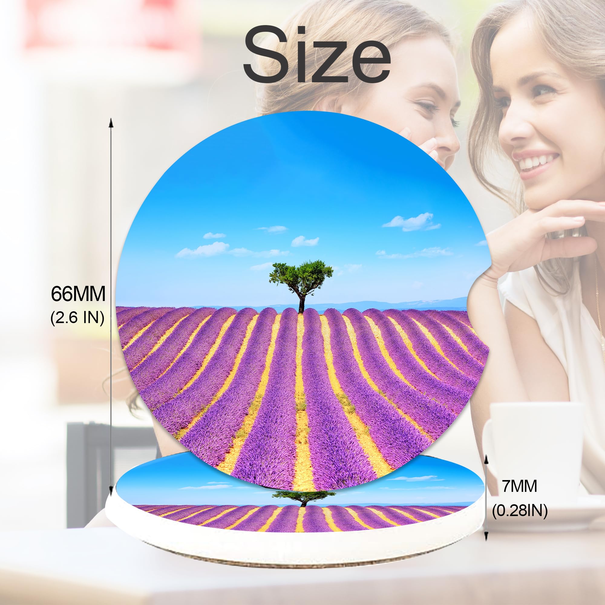 Car Cup Holder Coasters- Lavender Blooming Tree 2 Pack Cup Coasters Car Accessories Interior Aesthetic for Men Women — view 2
