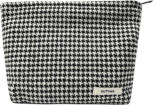 Miniatura 3 de Bolsa de maquillaje para mujer, bolsa de cosméticos de pana con diseño estético, estuche para lápices para niñas, lindo organizador de maquillaje de