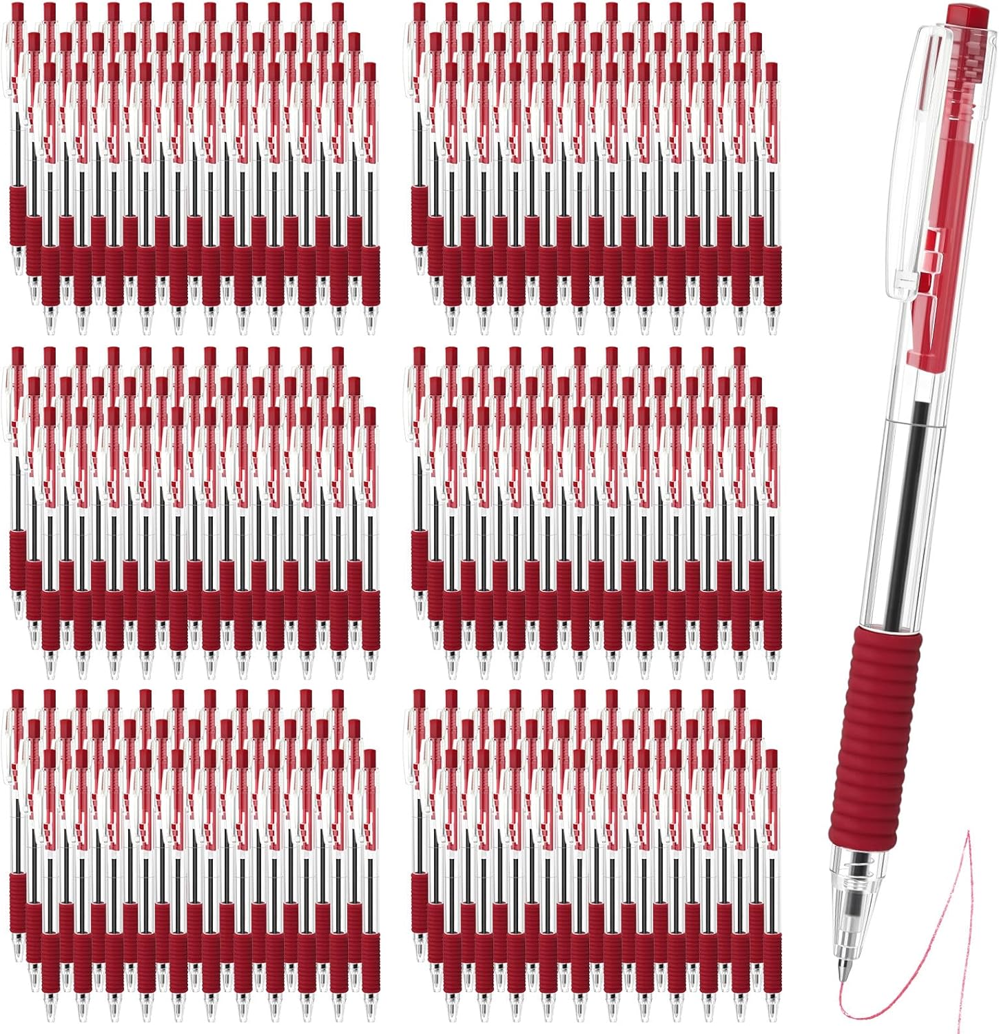 Sayglossy 200 Pack Red Gel Ink Pens Bulk, 1.0mm Retractable Click Point Ballpoint Pens Smooth Writing with Comfortable Grip for Back to School Office Classroom Business Home Work Supplies