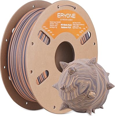 22 - ERYONE Matte Rock Rainbow 3D Printer PLA Filament 1.75 +/-0.03mm, Matte Multicolor Filament PLA 1KG(2.2LBS) Spool, 30-500mm/s High Speed Pri...