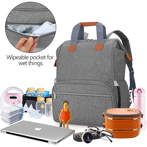 Miniatura 10 de Teamoy Bolsa para bomba de pecho compatible con Spectra S1, S2, Medela y bolsa refrigeradora, bolsa convertible para bomba de pecho y mochila con