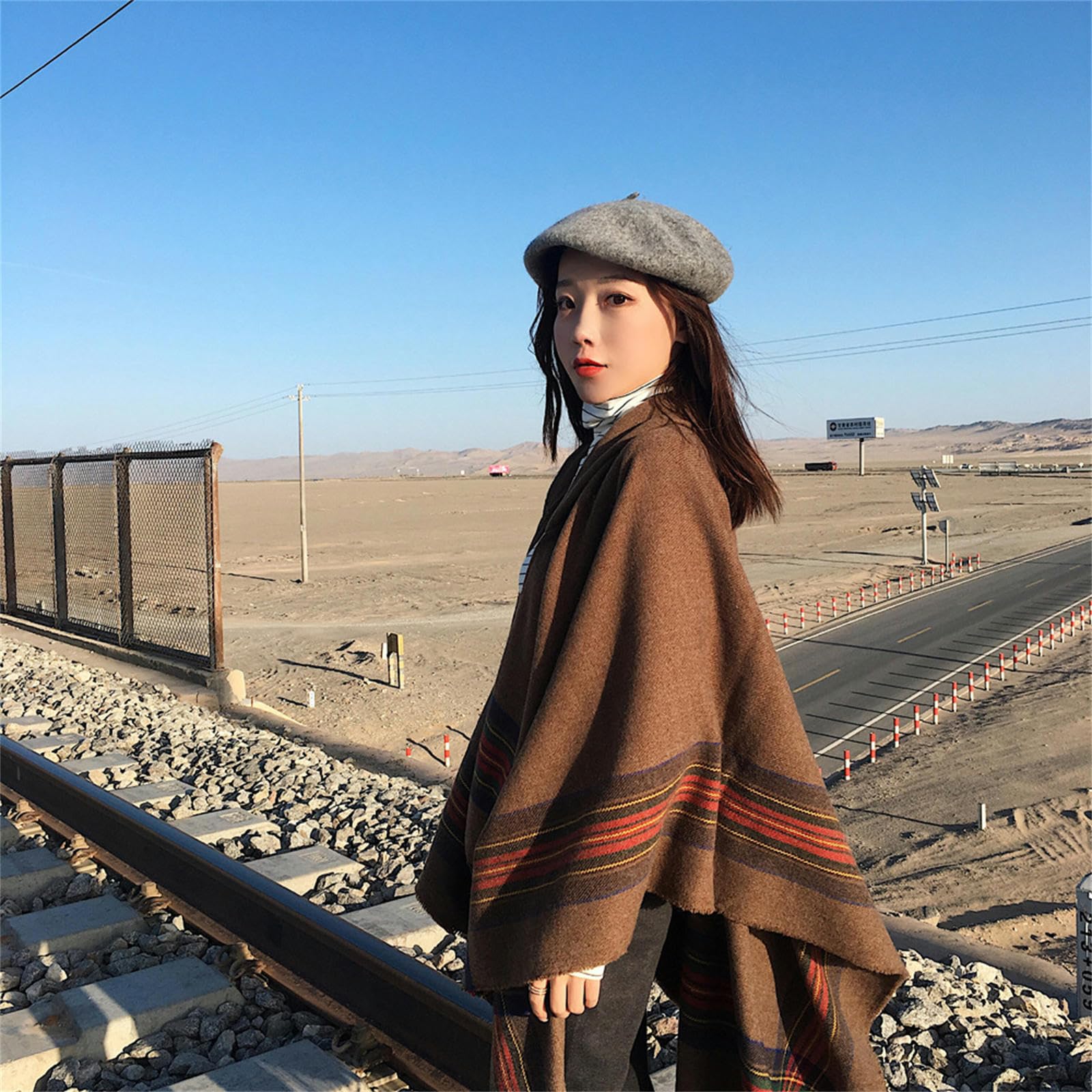 Poncho Damen Nationaler Cape Shgl -frauenkap Mit Kapuzenhaube Dicker Warmer Reisschal Mit Kapuze Cape Coat-jujube