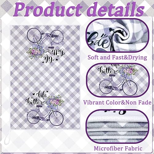 Miniatura 6 de Boyiee Juego de 6 paños de cocina absorbentes de lavanda de 24 x 16 pulgadas, regalos de cocina, toallas de mano de cocina color morado, regalos