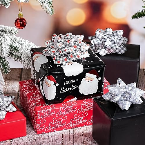 Miniatura 5 de WRAPAHOLIC 12 Piezas Surtido de Lazos de Regalo de Navidad - Papel Kraft Navidad Tema Blanco y Negro para Vacaciones, Fiestas, Cumpleaños, Baby