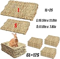 Vista 2 de Tfwadmx 6 alfombrillas de hierba de conejo de 16 x 11 pulgadas, alfombra grande de hierba marina tejida natural, cama para dormir para chinchillas