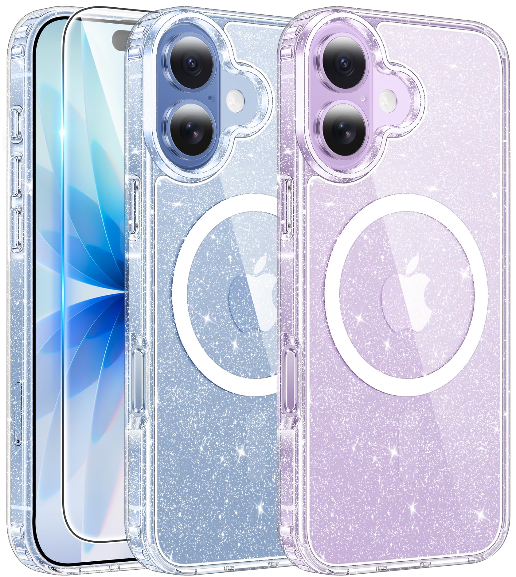 FNTCASE for iPhone 17 Glitter Case Compatible with Magsafe Clear Phonecase