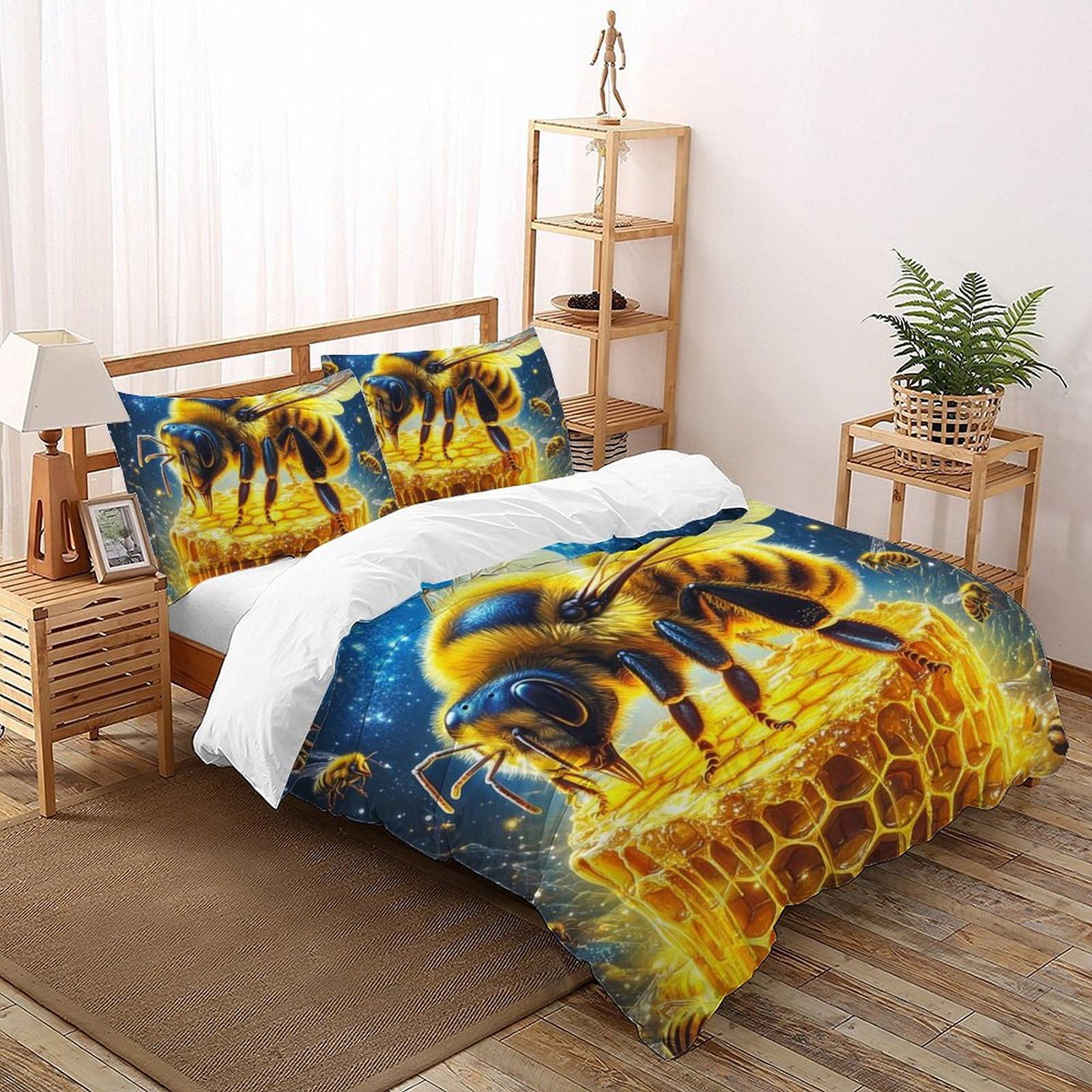 Housse de couette animaux anti-glissement fermeture éclair lit double microfibre 200x200
