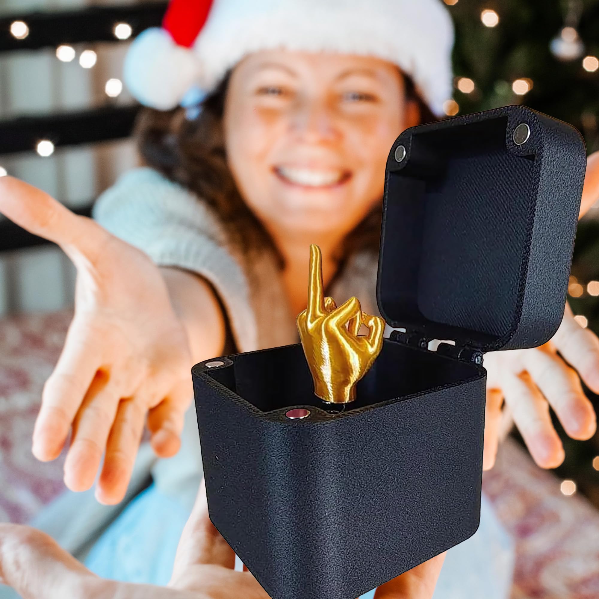 Scatola A Sorpresa Con Dito Medio - Regalo Irriverente Per Natale Con Portachiavi - PopUp Divertente - Foto 7