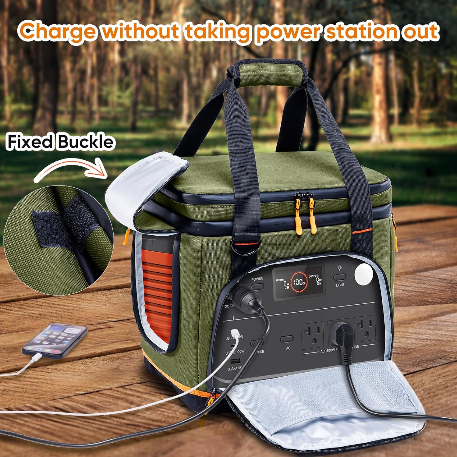 Double-Layer Travel Carrying Case for Jackery Explorer 1000 v2 – Hard Molded Bottom, Side Ventilation & Front Pockets, Portable Power Station Storage Bag for Jackery Accessories & Solar Generator