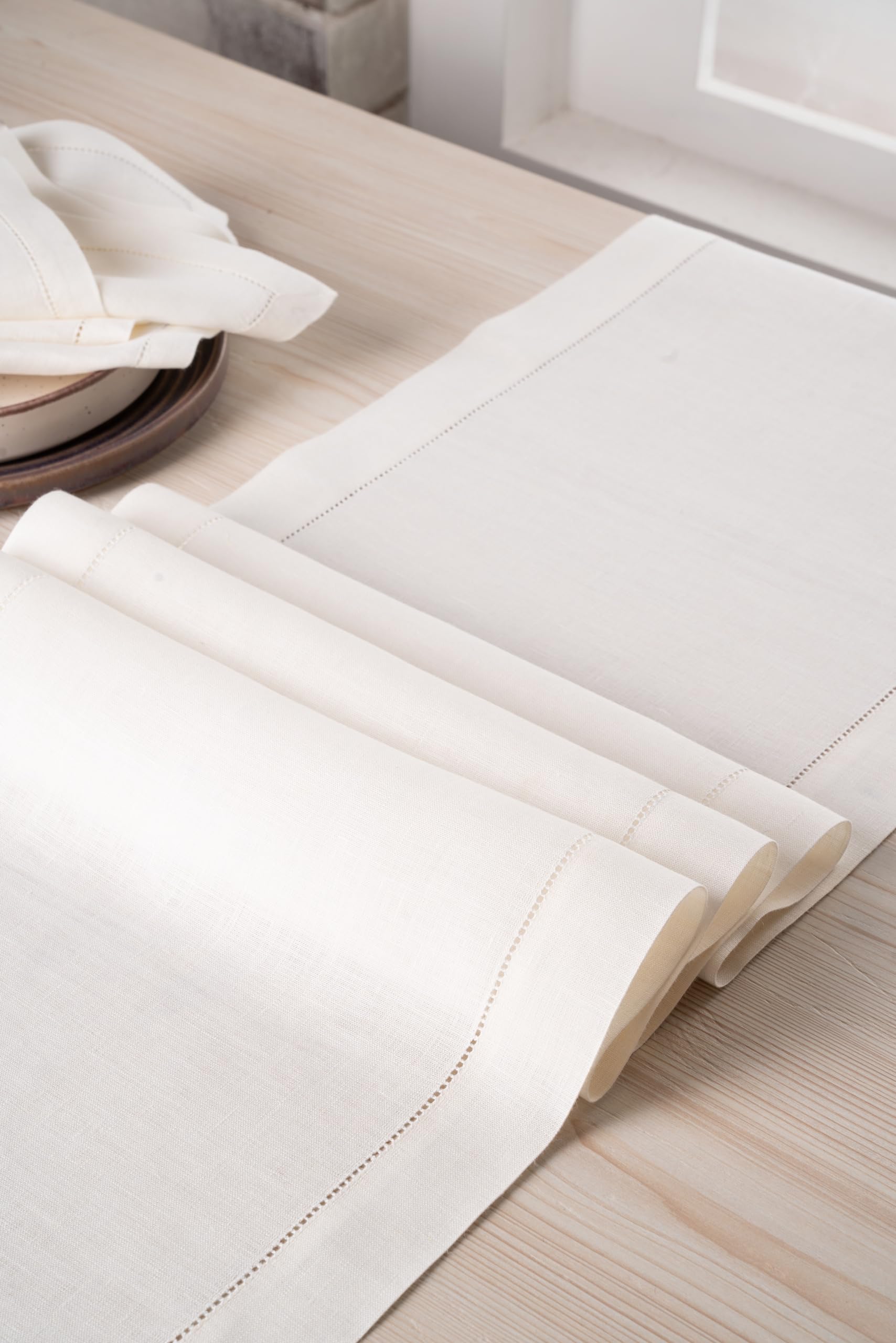 D'Moksha Homes Ivory Linen Table Runner 84 inches Long 100 Pure
