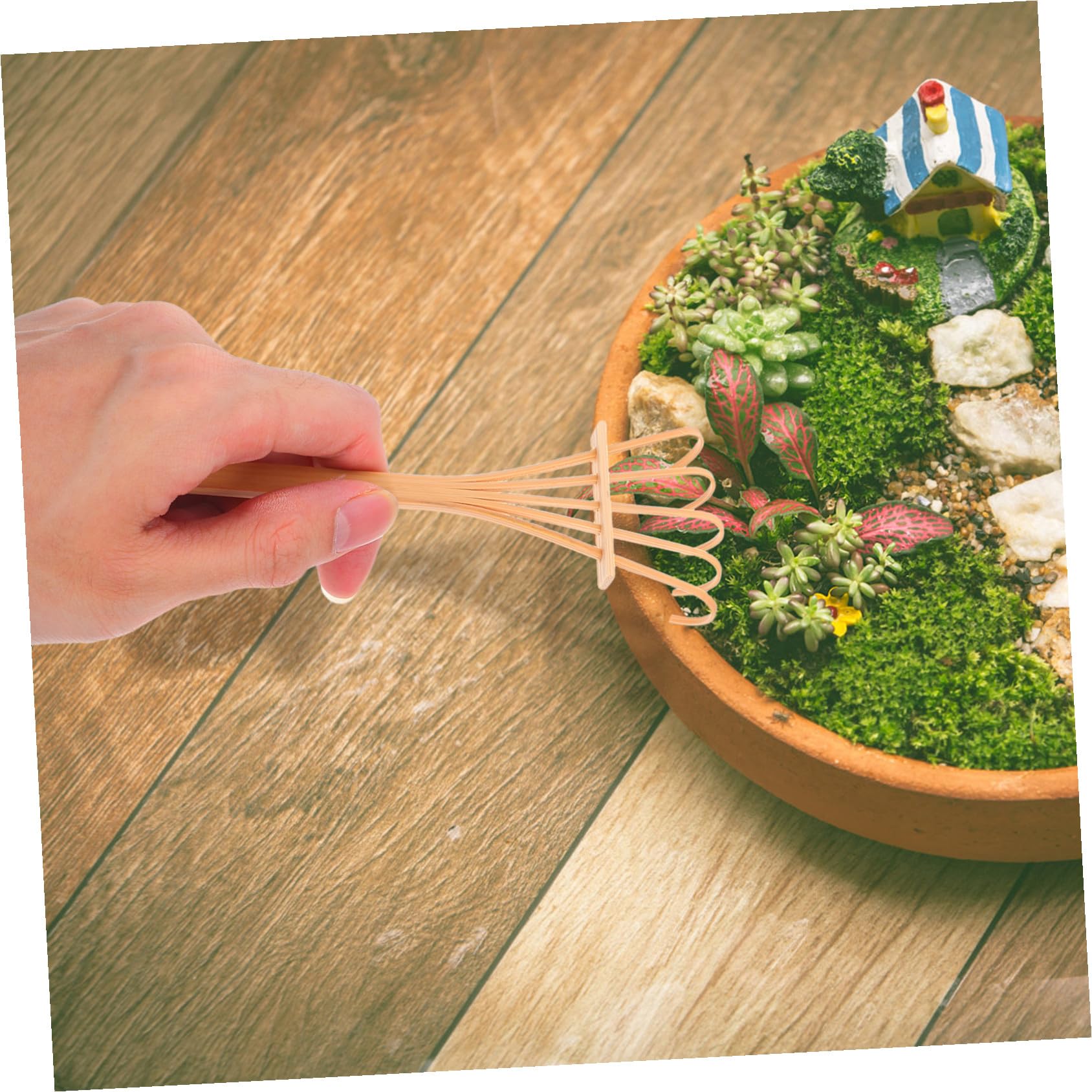 Juego de Rastrillos de Jardín Zen Miniatura 1juego de Bambú