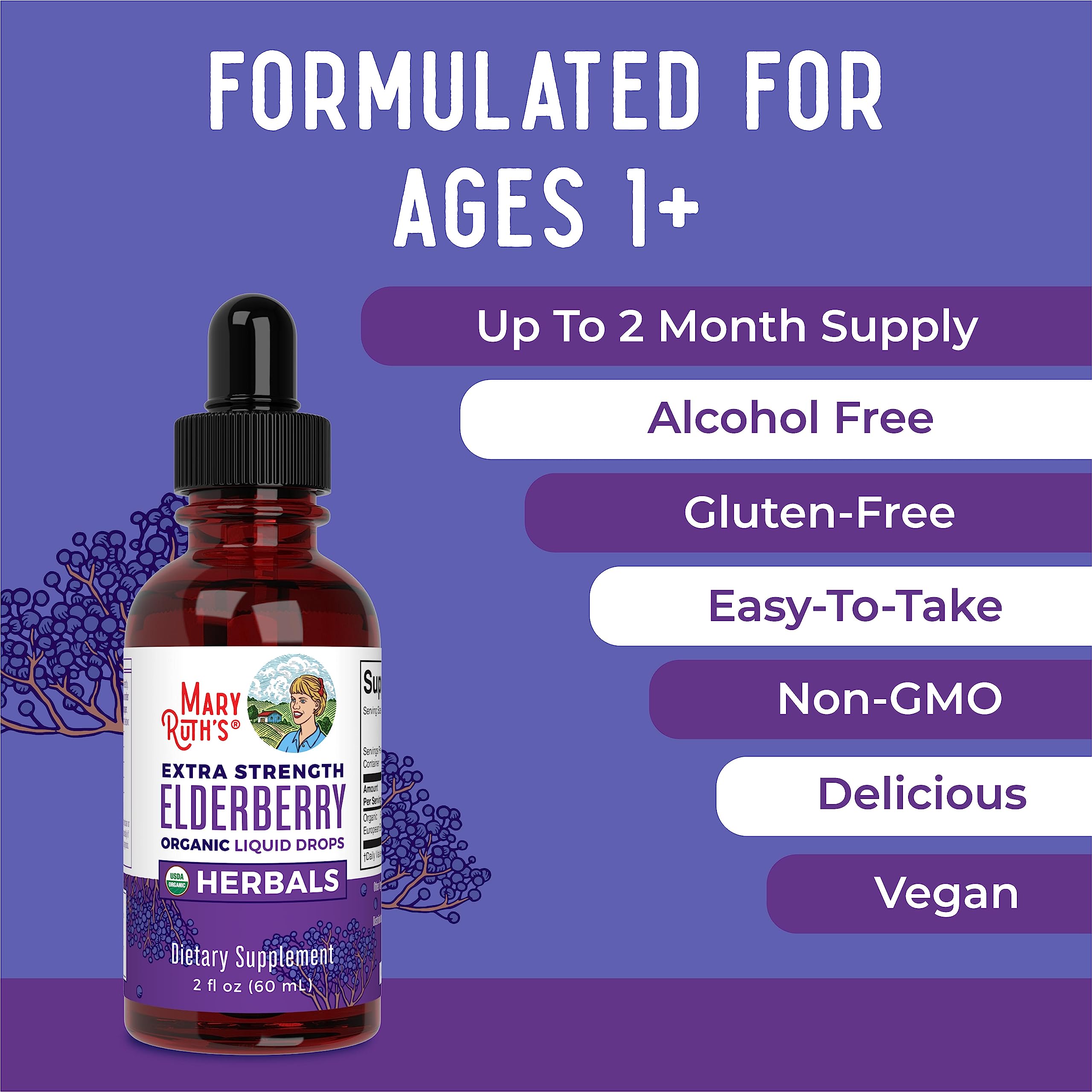 MARYRUTH'S Organic Extra Strength Elderberry Liquid Drops, Immune Support — Amazon image 3