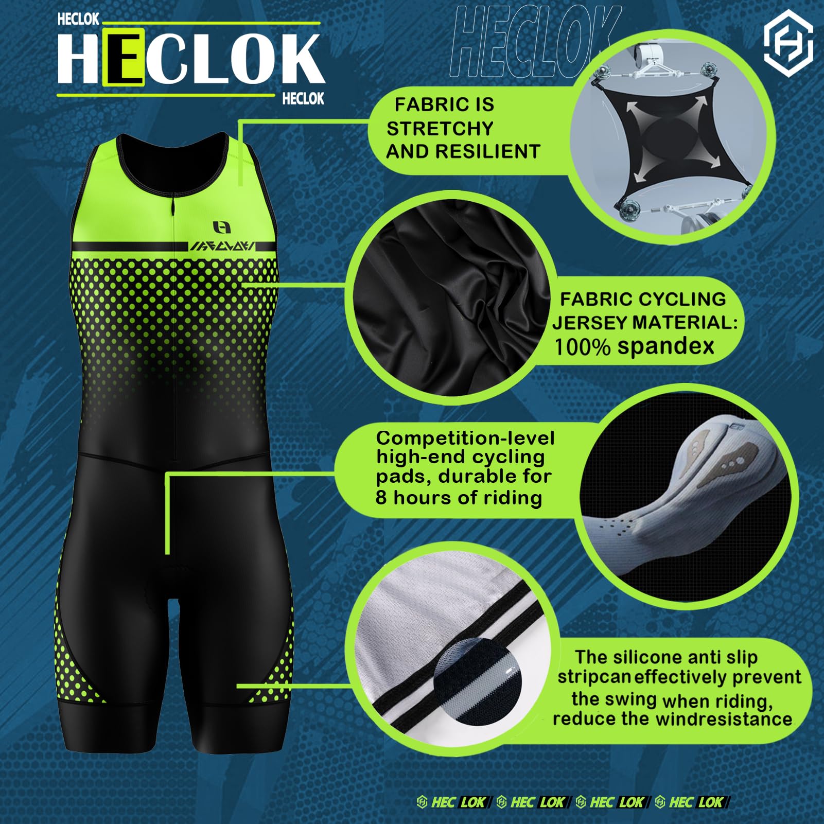 Triathlon Anzug ärmellos Herren - 2024 Einteiliges Radtrikot - Wettkampfprofi gepolstert -Trisuit Einteiler - Triathlon Einteiler Kurz - 3Taschen für Wettkampf Run, Cycle, Swim