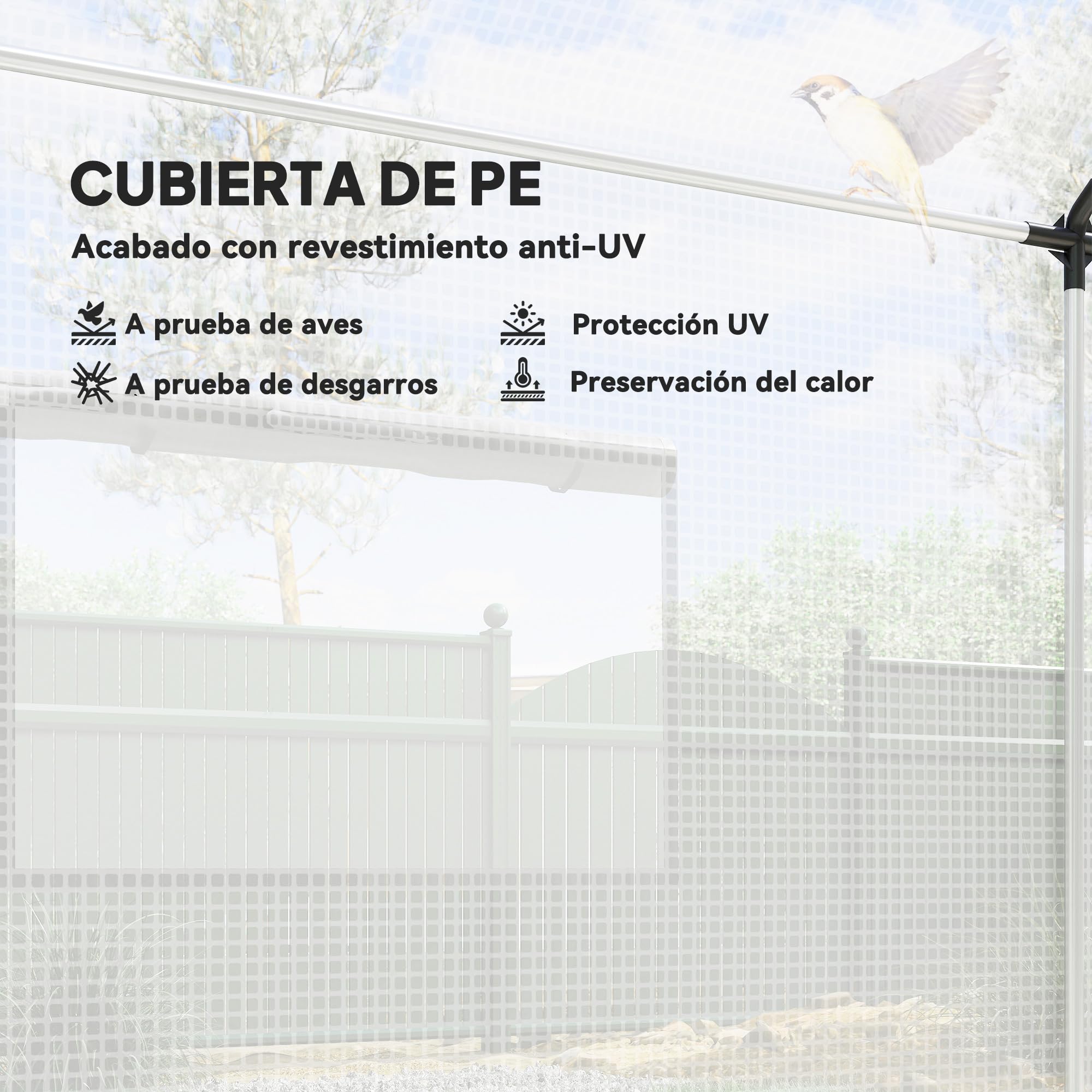 Outsunny Invernadero de Exterior 2x3x2 m Invernadero de Túnel con 4 Ventanas de Malla y Puerta con Cremallera Invernadero de Huerto Anti-UV para Patio Jardín Terraza Blanco