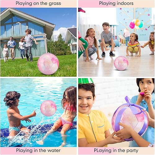 Miniatura 6 de HyDren Balón de fútbol para niños con inflador, tamaño oficial 3, lindo juguete de fútbol de dibujos animados para niños, suave, duradero, deportes